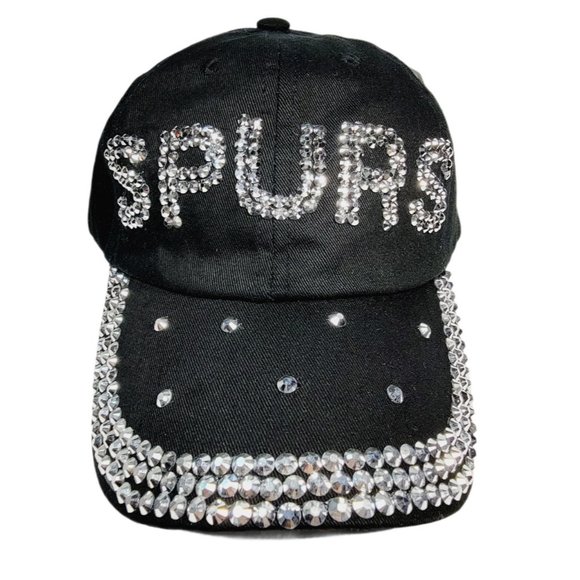 Bijorca Accessories - SPURS Bling Rhinestone Black Baseball Cap Hat Adjustable Back NWT